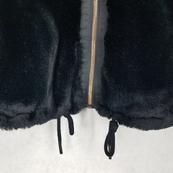 Ivy Blossom Women's XL Faux Fur Zip-up Black Bomber Jacket Pockets - Picture 2 of 8